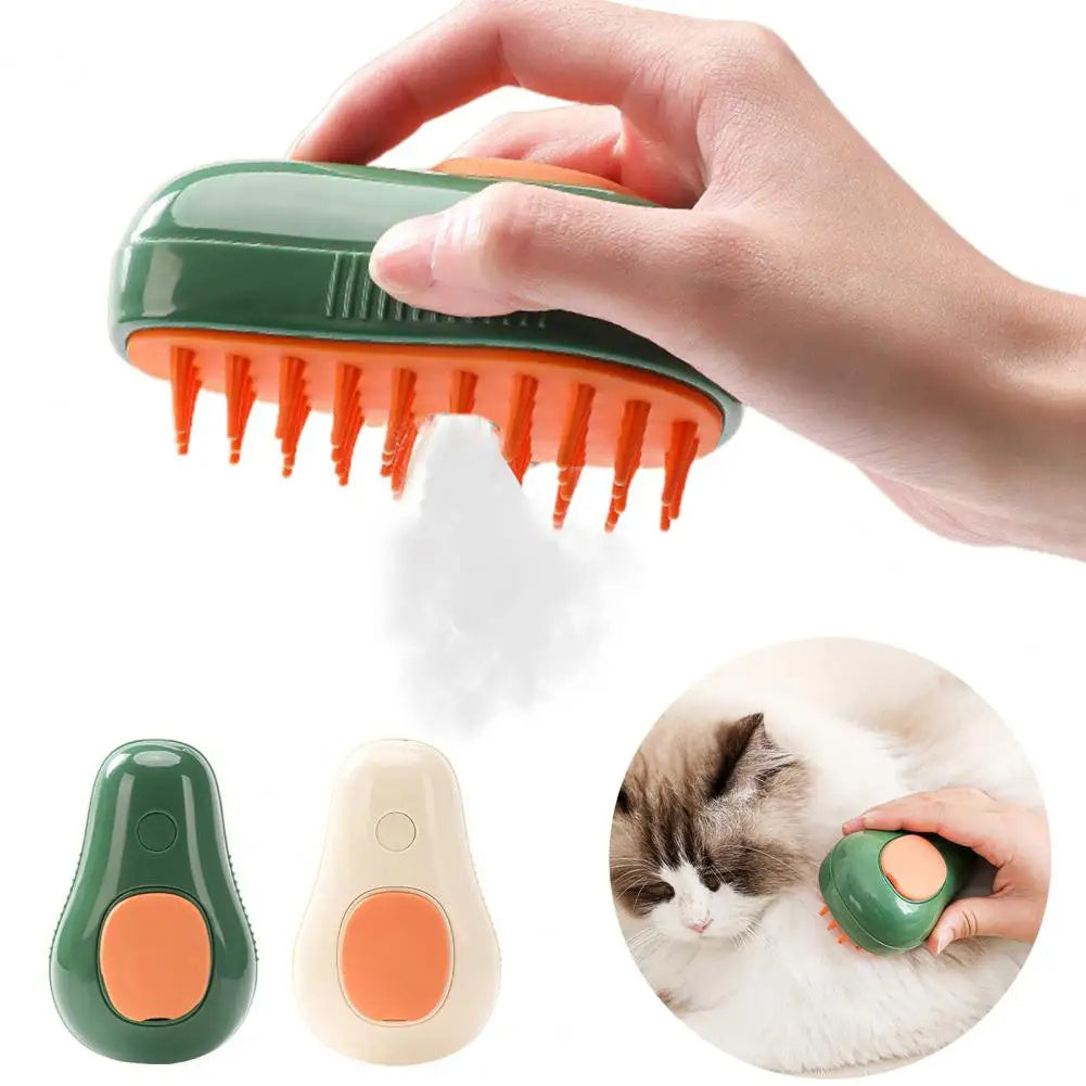 Electric Steamy Cat Brush – Self-Cleaning Pet Grooming Comb with Steam & Massage, Avocado-Shaped Brush for Cats and Dogs