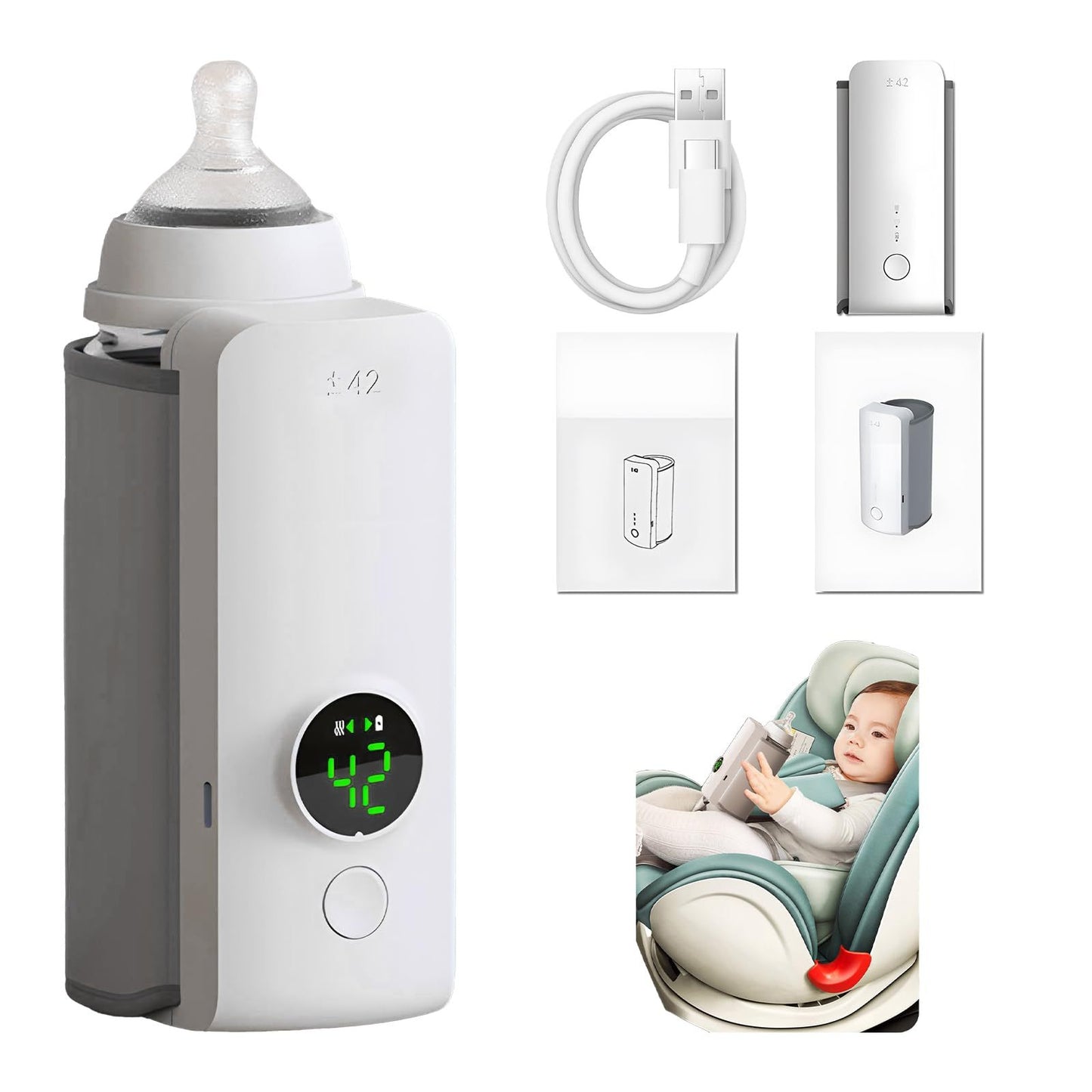 Portable Wireless Baby Bottle Warmer – USB Rechargeable Heating Bag with Constant Temperature & Universal Bottle Fit